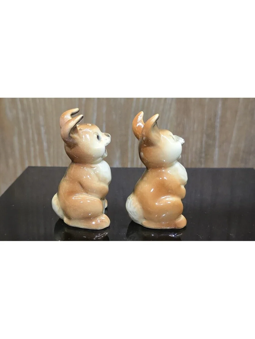 Laughing Bunny Rabbit Salt Pepper Shakers Kitschy Vintage